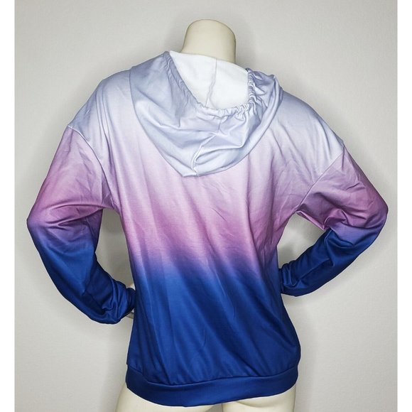 ETCYY Women's Color Block Hoodie Long Sleeve Casual Drawstring Button Down Med - Picture 3 of 8